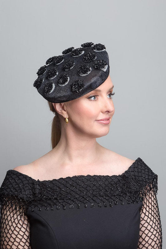 Black Beaded Beret Hat