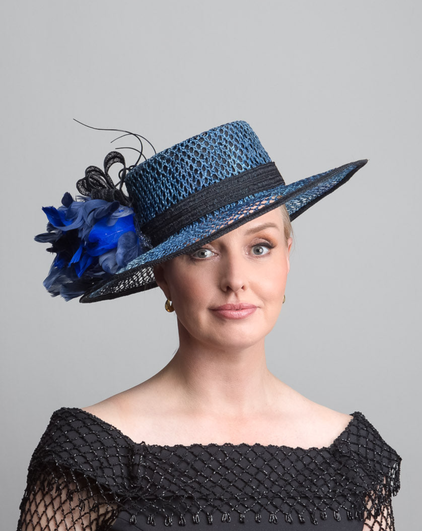 Blue Mesh Brimmed Hat