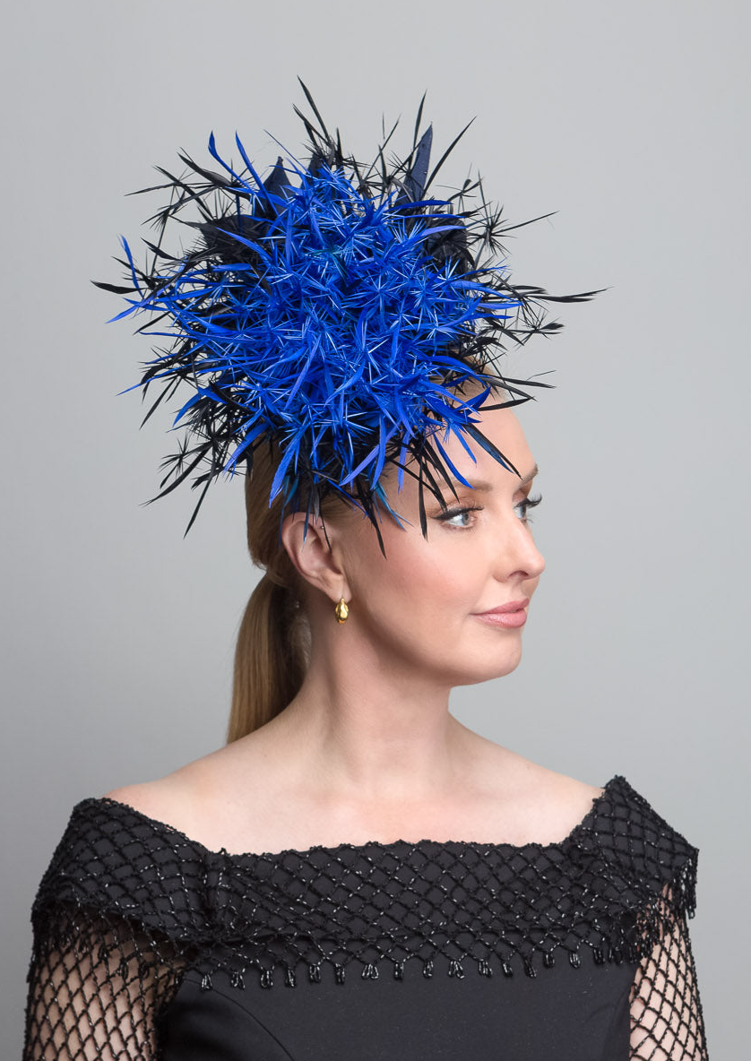 Black Blue Feather Fascinator