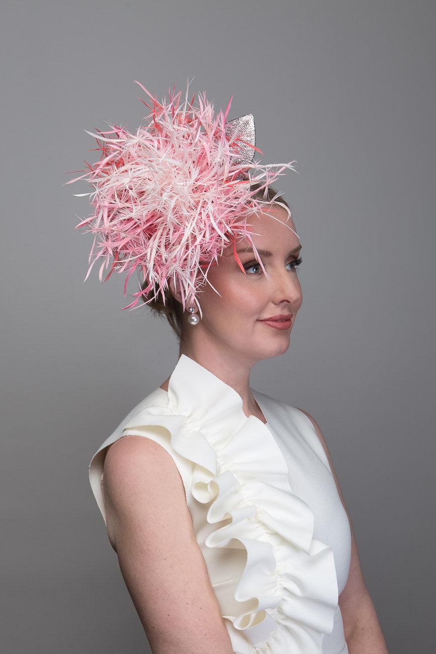 Pink Coral Feather Fascinator