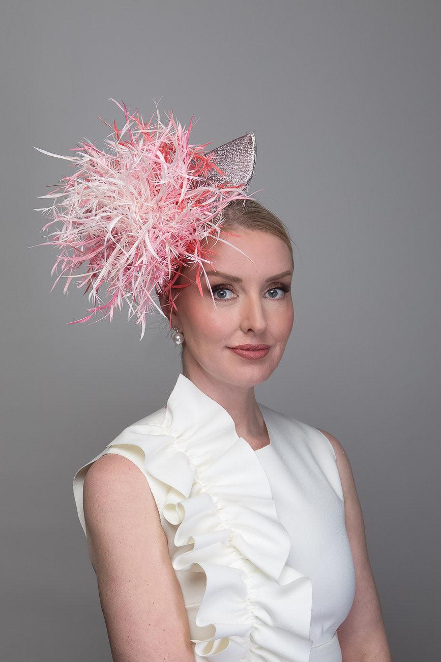 Pink Coral Feather Fascinator