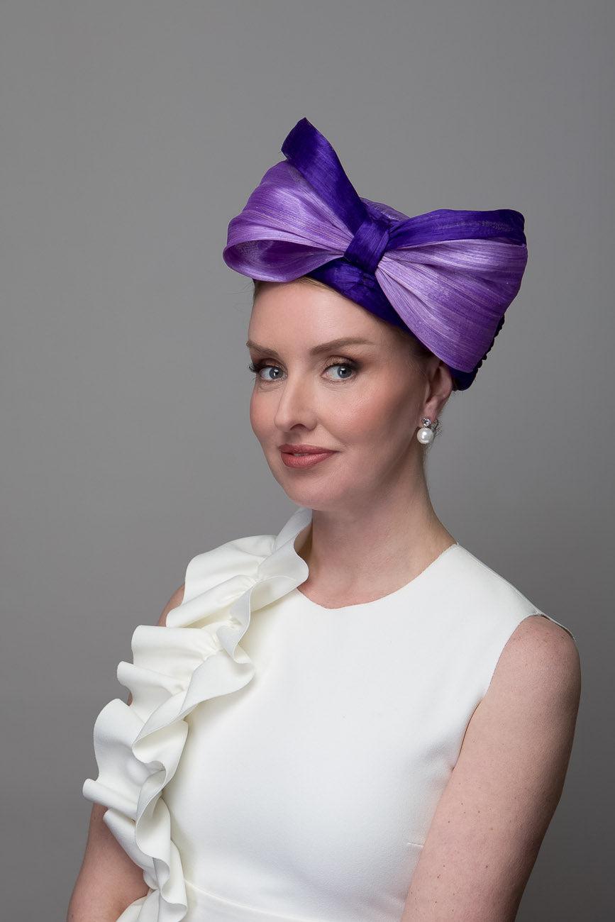 Healvian 20s Vintage Pillbox Hat Headband Purple Veil Mesh