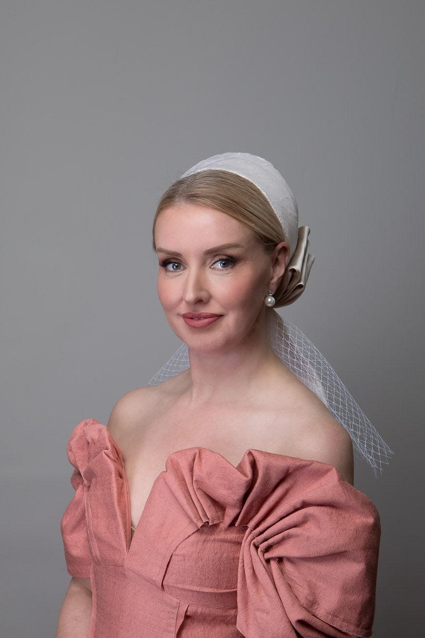 Cream Silk Pillbox Hat