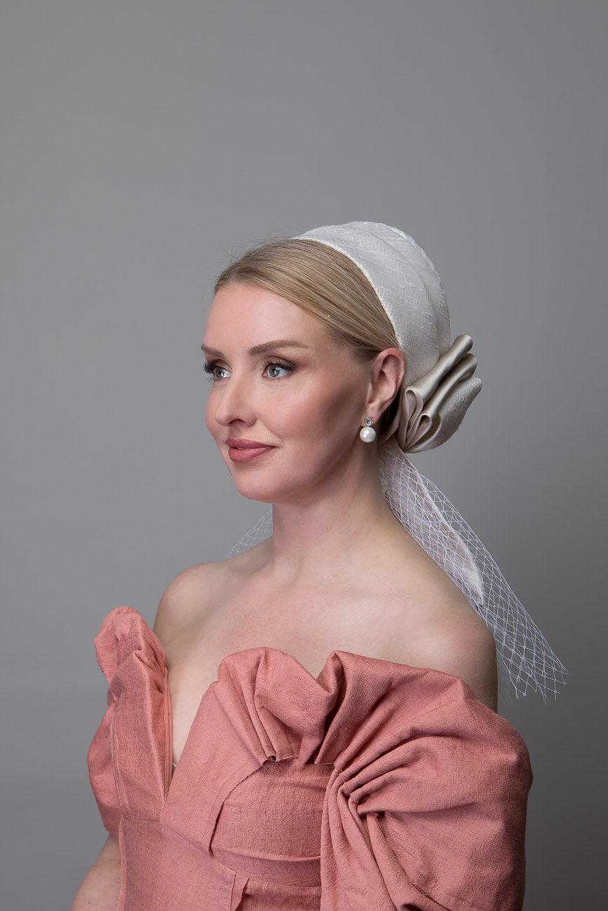 Cream Silk Pillbox Hat