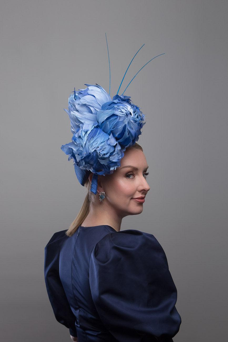 Blue Feather Flower Headpiece