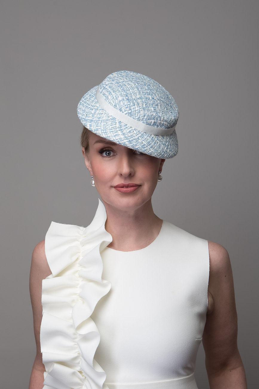 Blue White Textured Hat