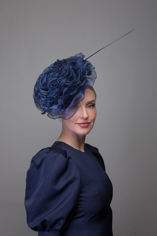 Blue Ruffled Flower Hat