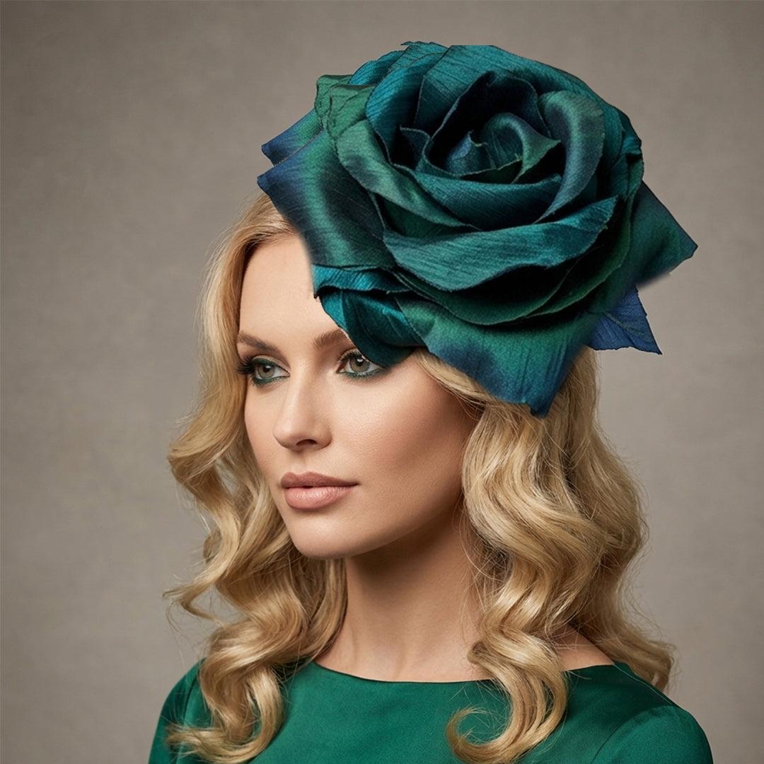 Teal Green Silk Flower Headpiece