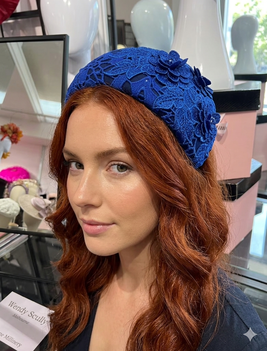 Blue Lace Felt Bandeau
