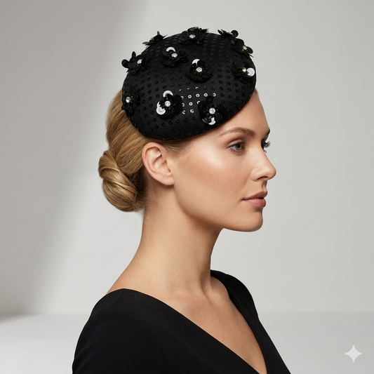 Black Leather Percher Hat