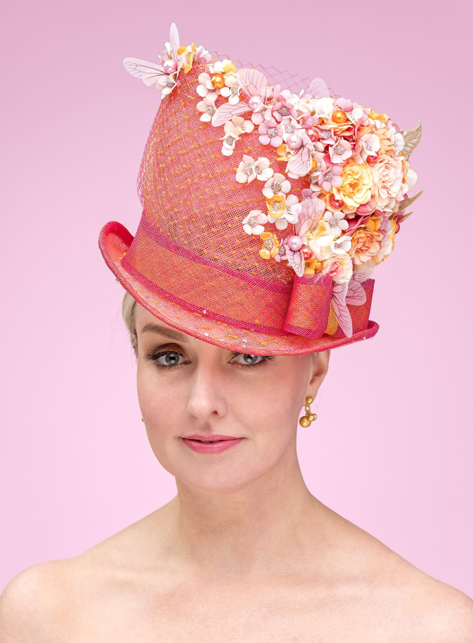 Apricot Flower Top Hat for Spring – Wendy Scully Millinery