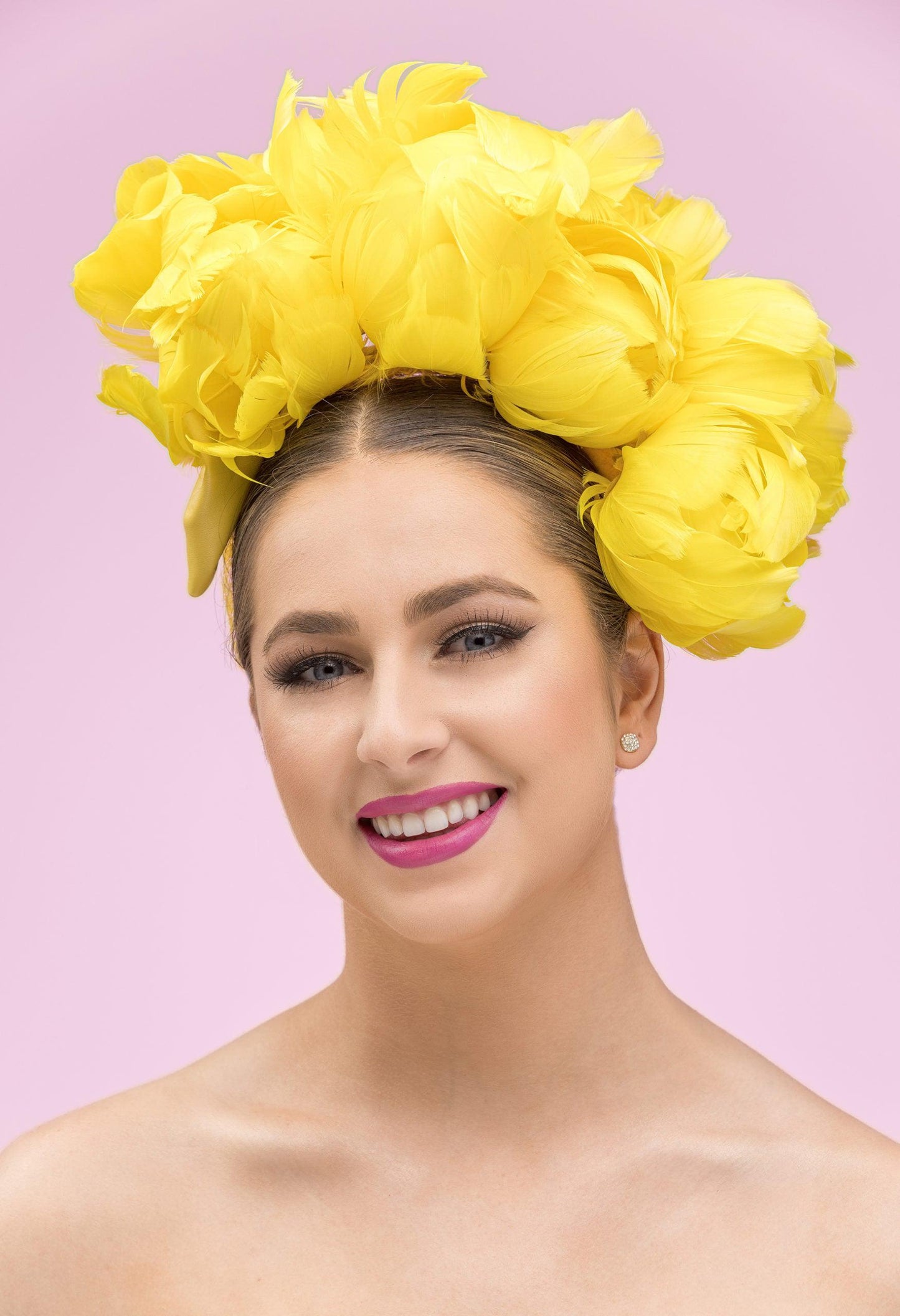 Yellow Feather Flower Fascinator