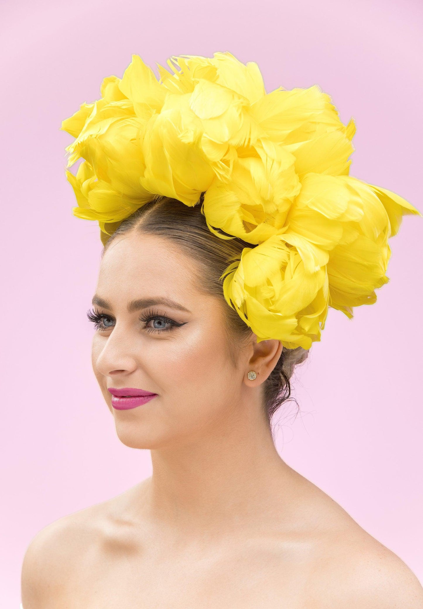 Yellow Feather Flower Fascinator