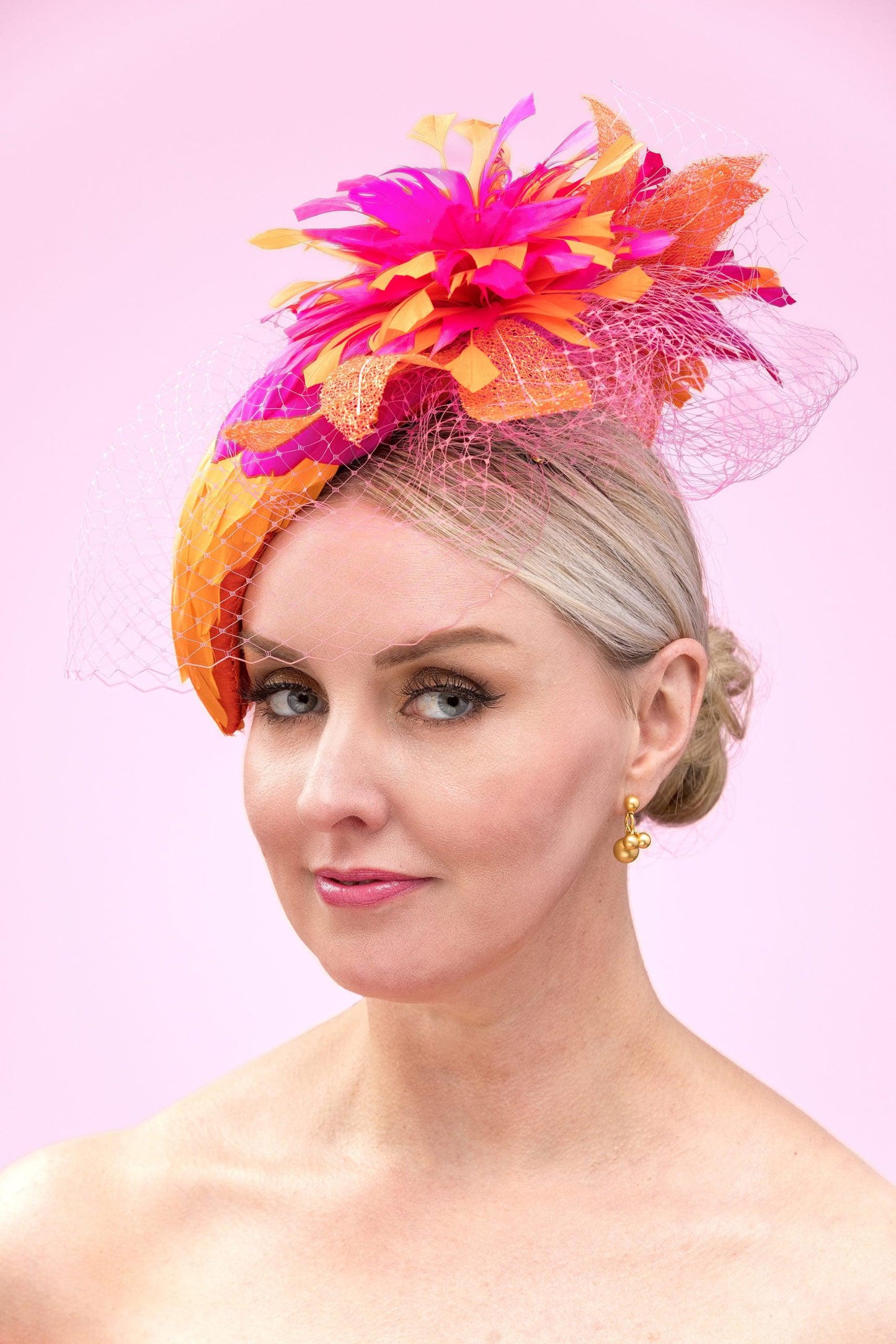 Orange Pink Feather Percher