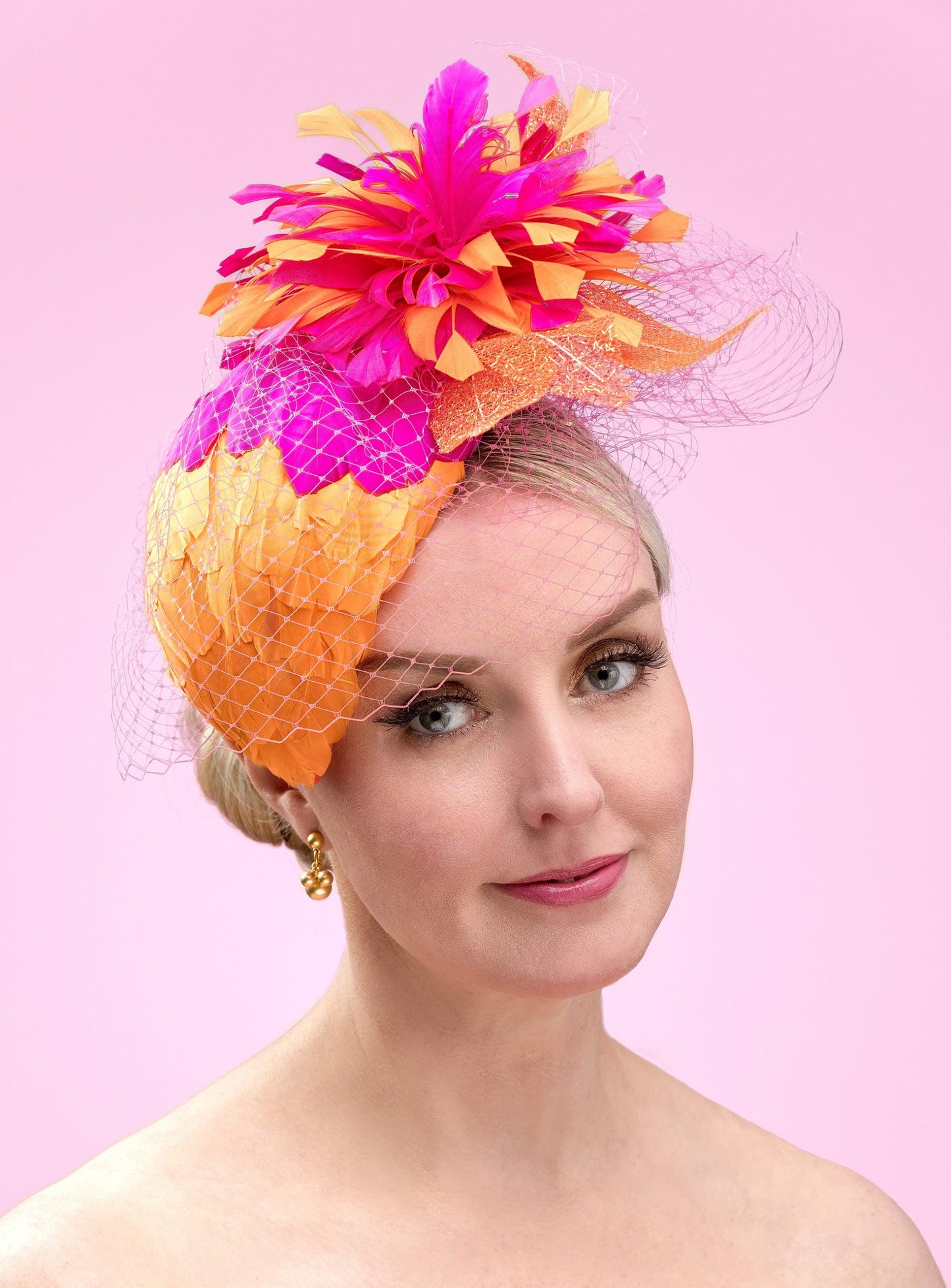 Orange Pink Feather Percher