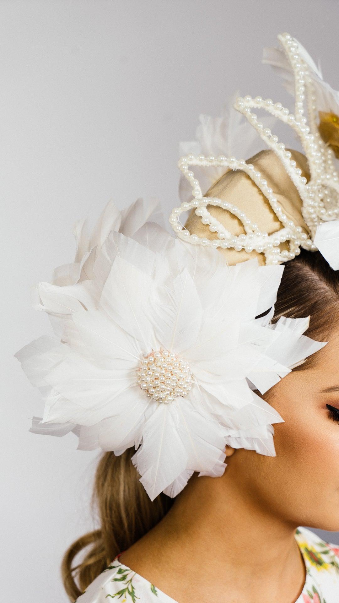 Flannel Flower Silk Headband Pearl Crown