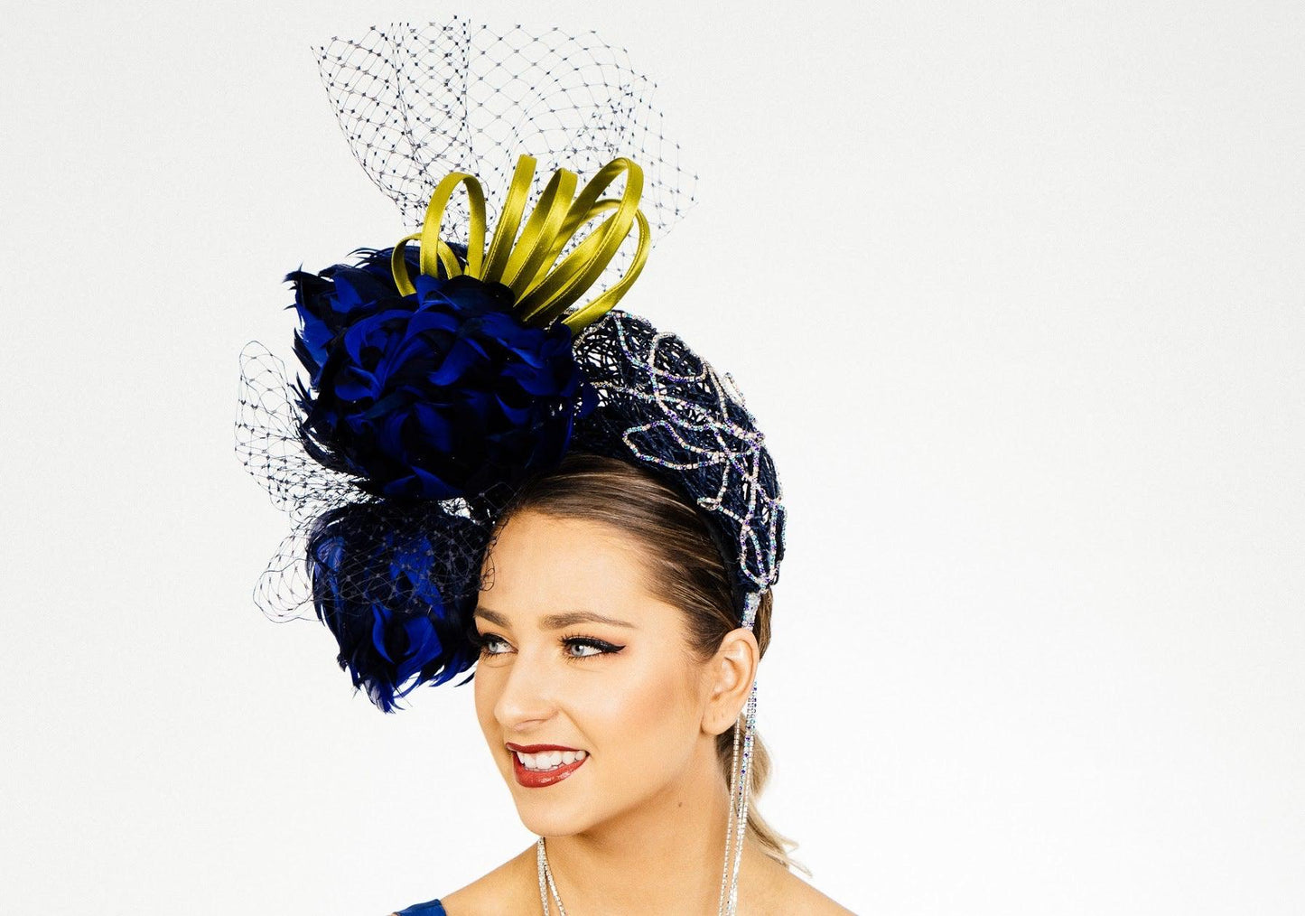 Blue Feather Flower Fascinator- "Barrier Reef"