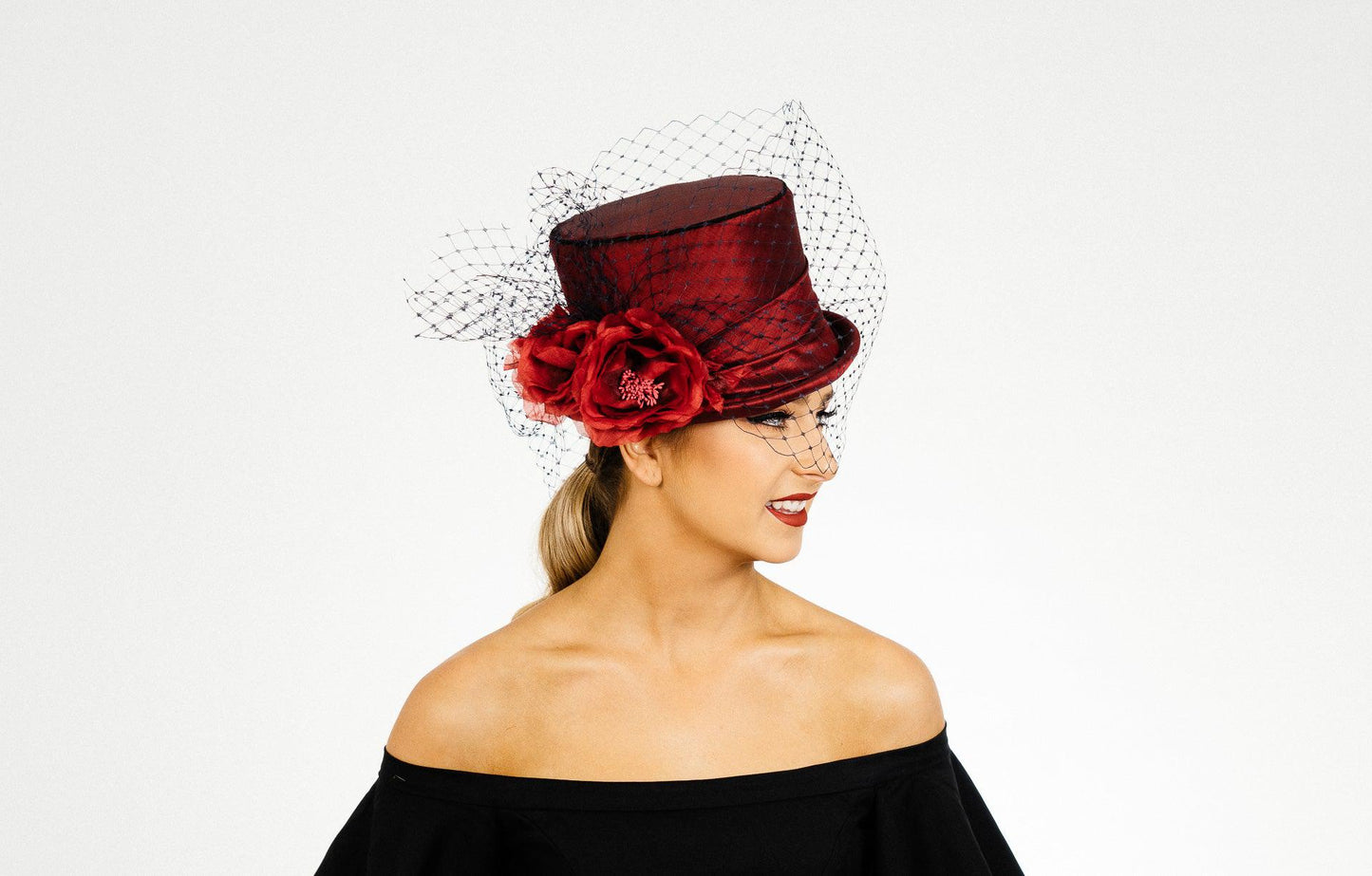 Red Burgundy Silk TopHat pure silk