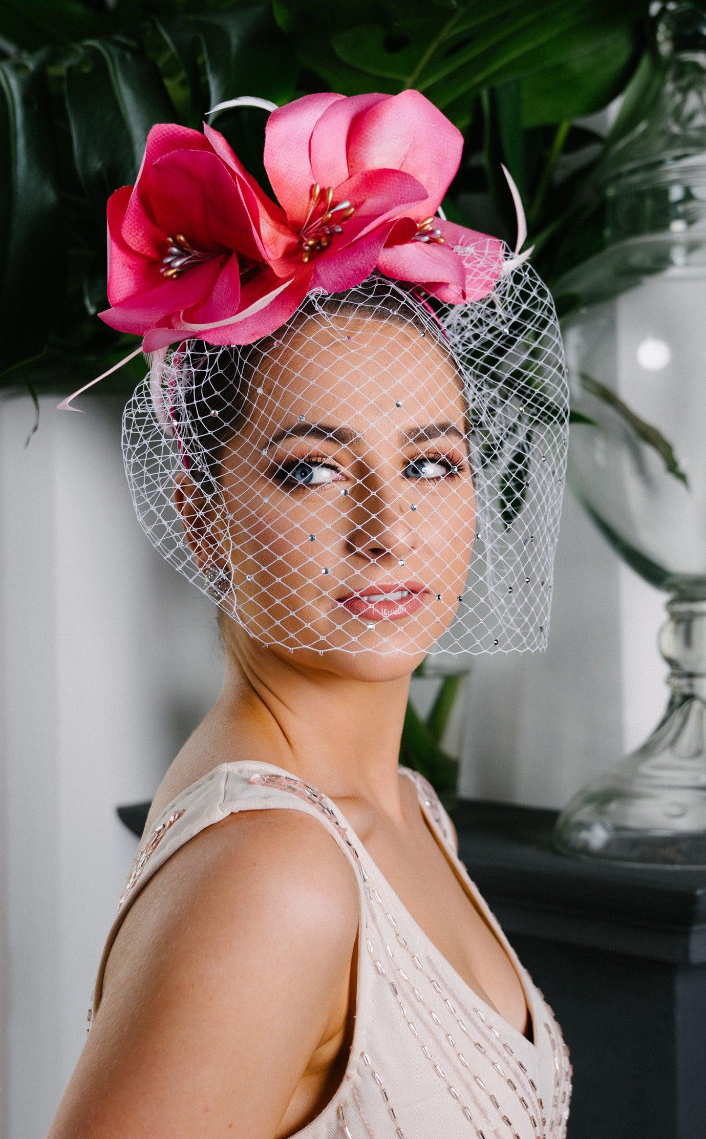 Pink Floral Silk Crown hand dyed petals