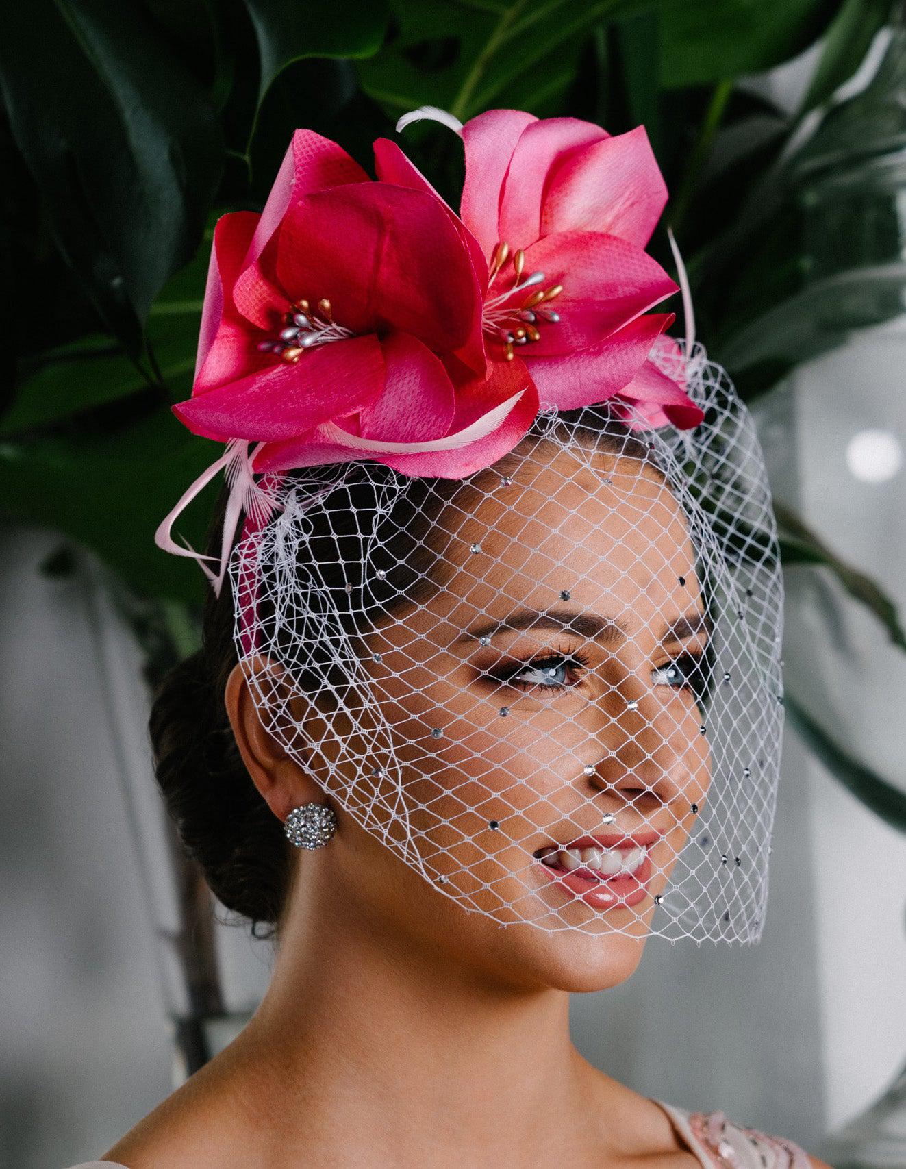 Pink Floral Silk Crown hand dyed petals