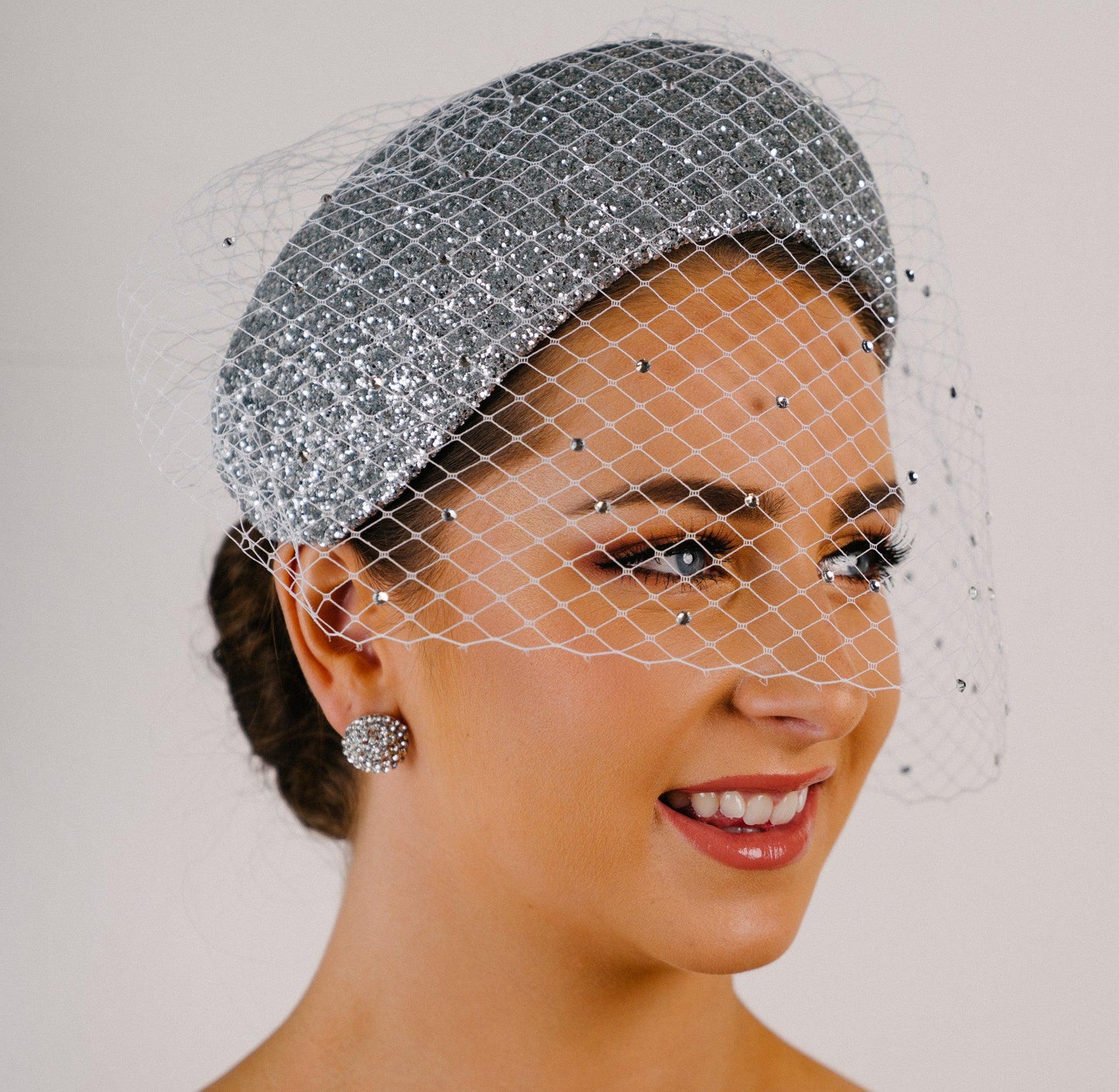 Bridal Silver Glass Headband in crushed glass