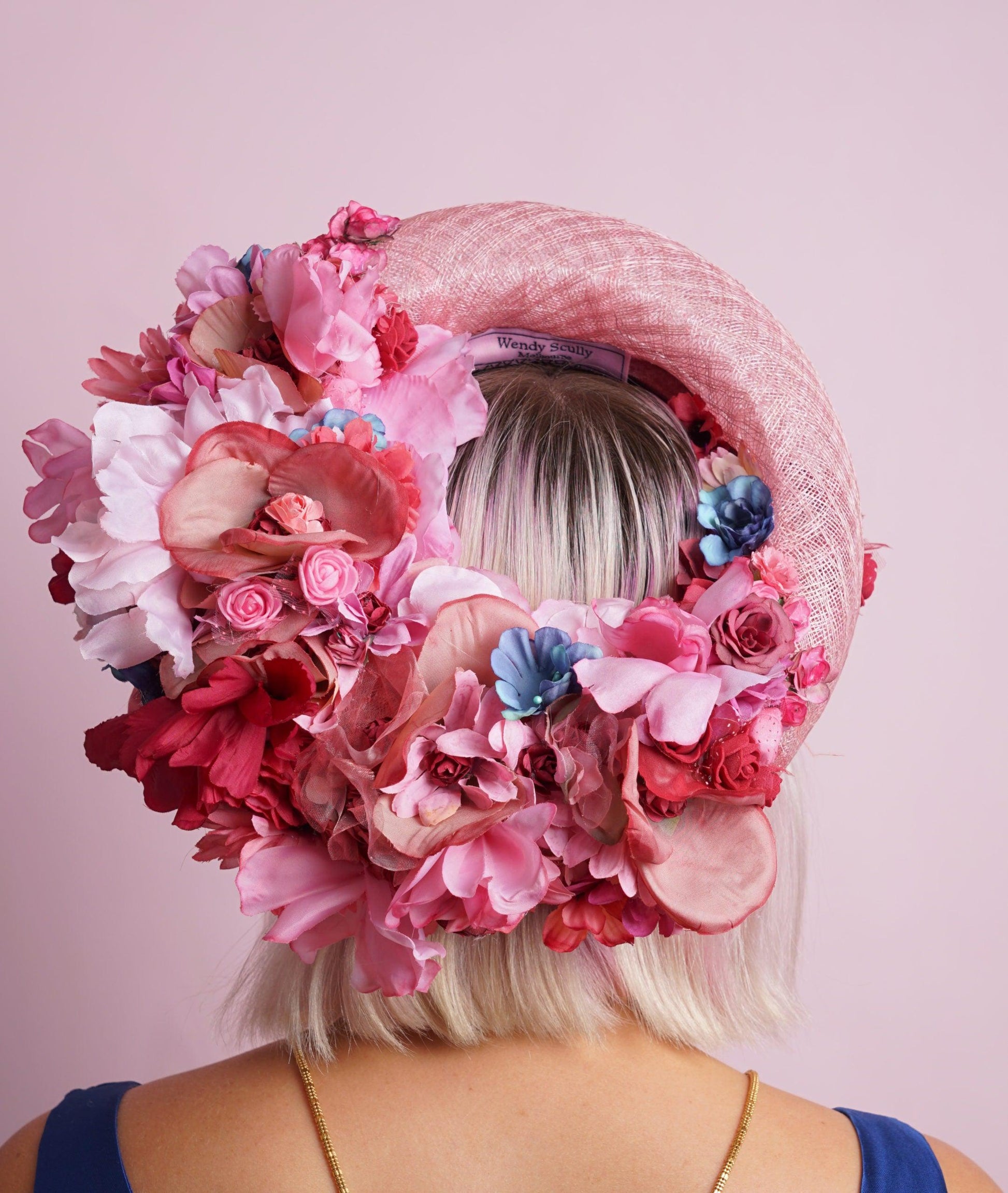Pink Floral Ring Hat-pink silk flowers