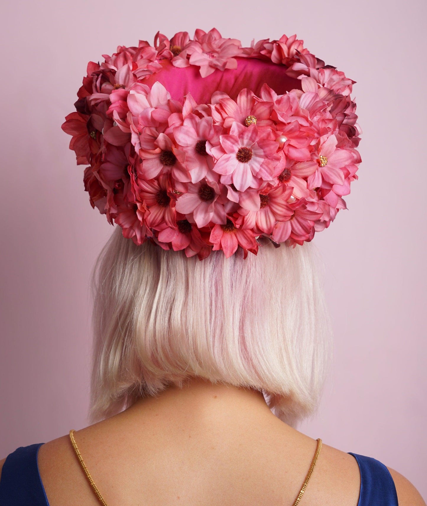 Burgundy Flower Pillbox Hat-'Elegante'