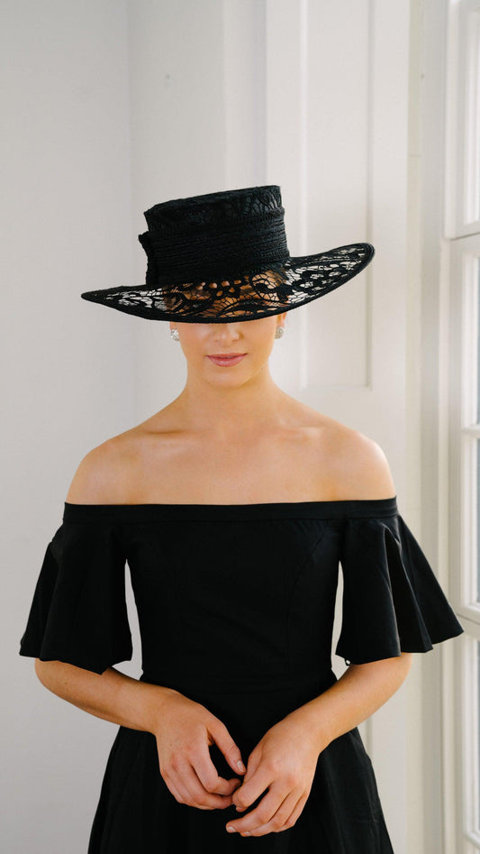 Black Lace Large Brimmed Hat