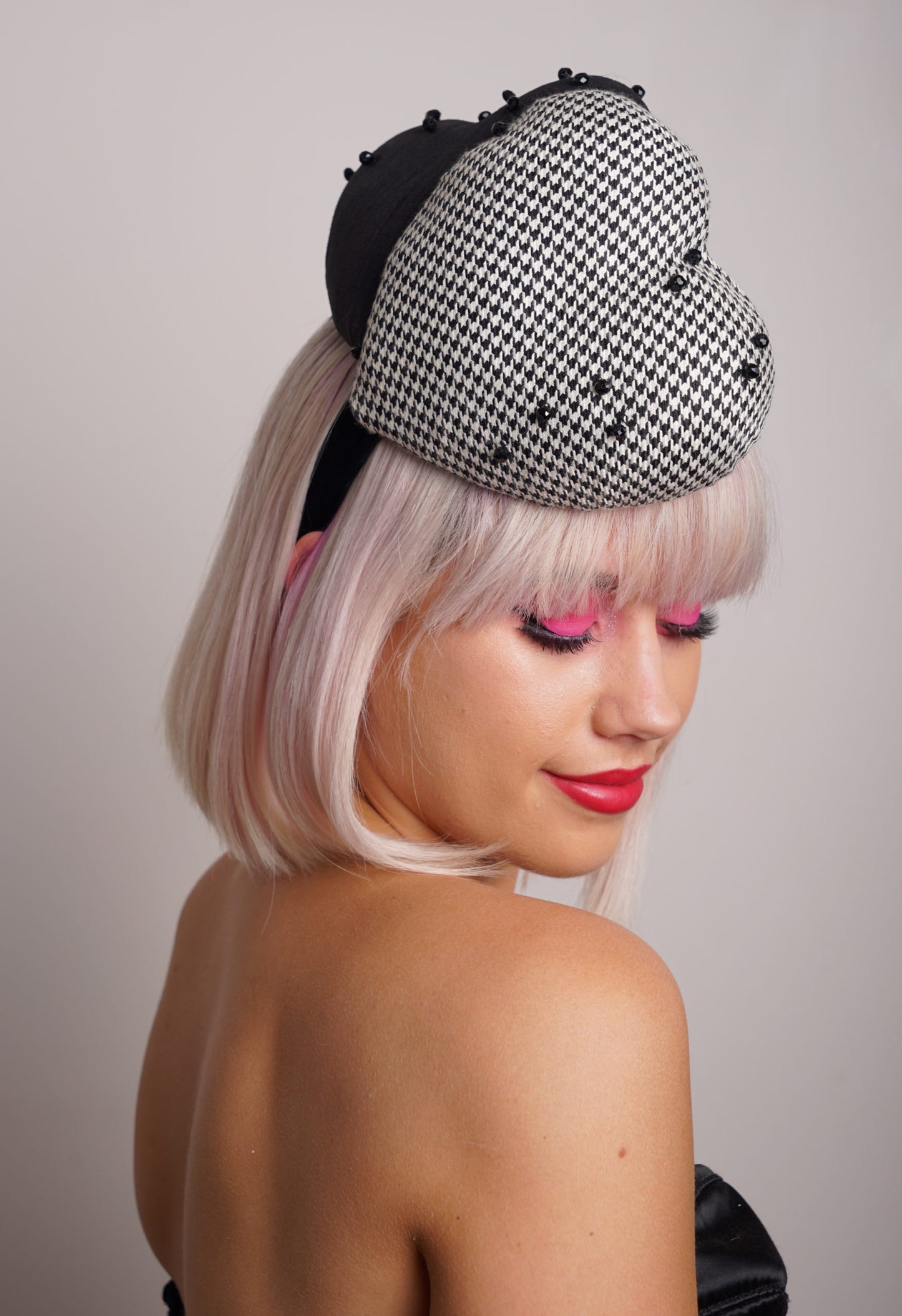 Black White Double Heart Headband