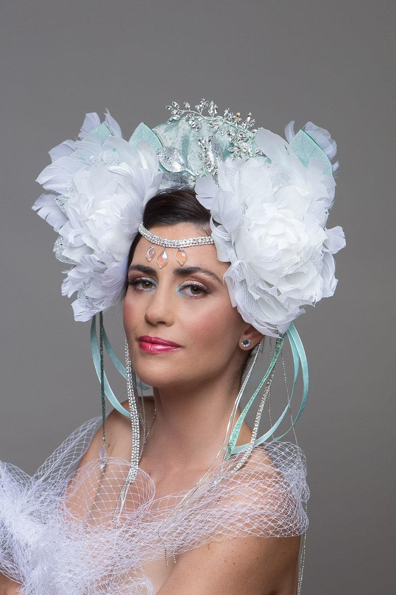 White Mint Feather Crown