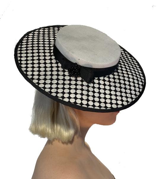 White Black Boater Hat Thames Rowing Style