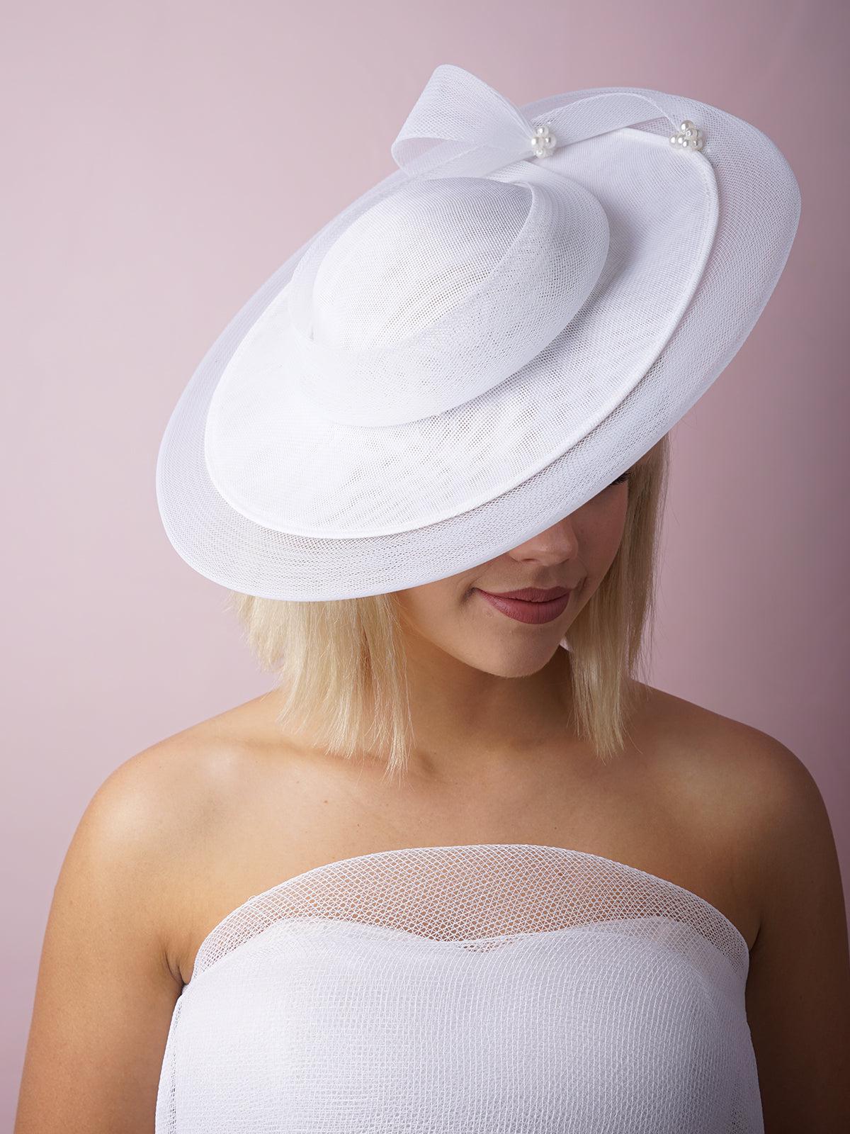 Pure White Side Brim – Bridal Elegance