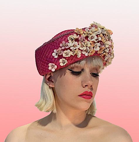 Pink Silk Flowered Cloche