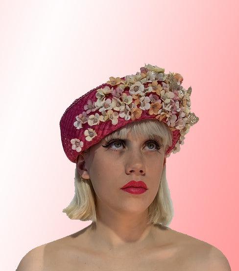 Pink Silk Flowered Cloche