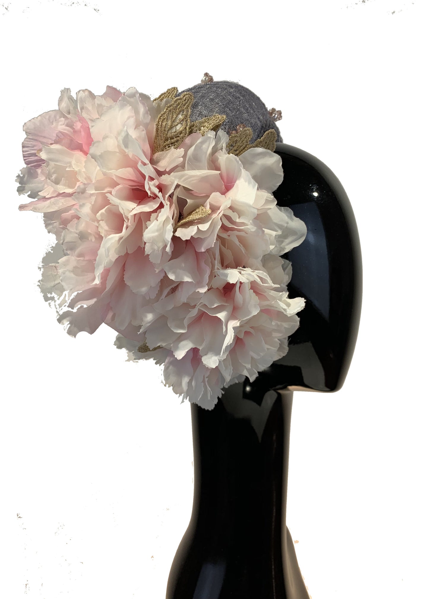 White Pink Flower Headband Grey Crown