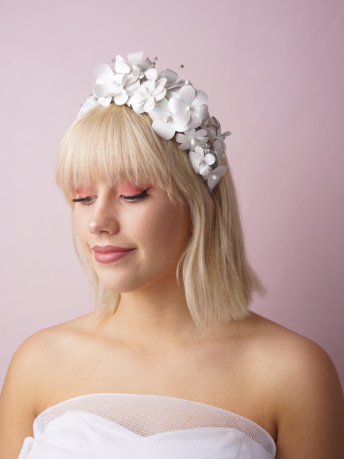White Paper Flower Headband