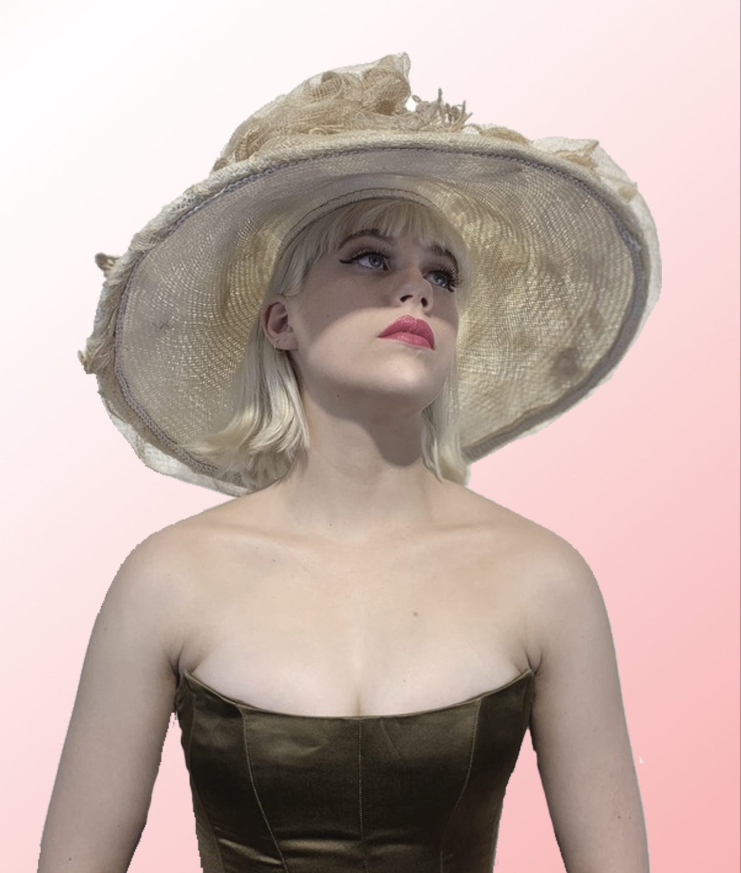 Natural Straw Large Brim Hat Dior style