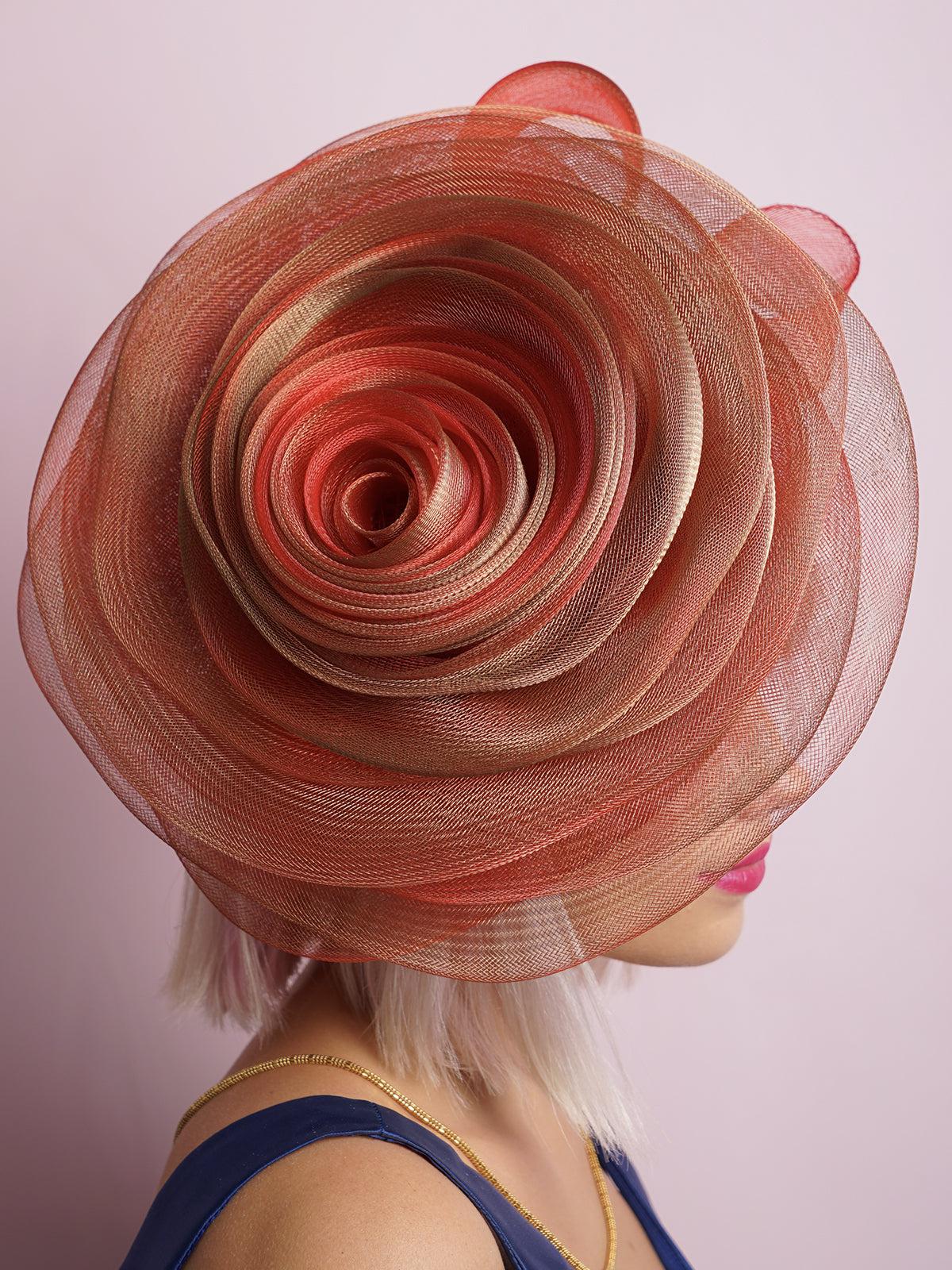 Red Spiral Crinoline Rose Fascinator