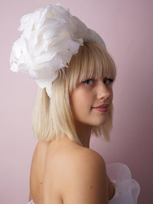 White Feather Flower Headband