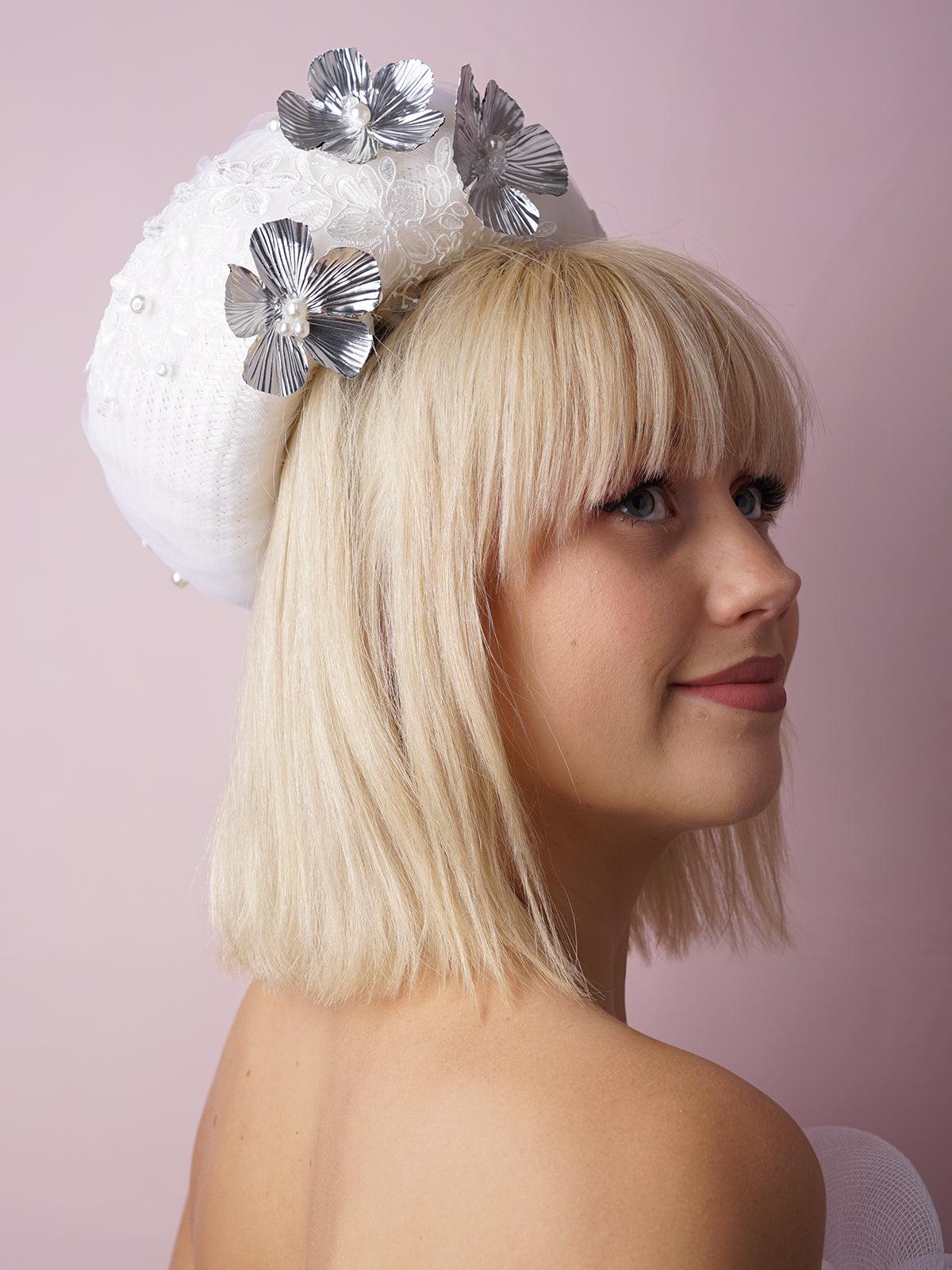 White Tulle French Ring Headpiece